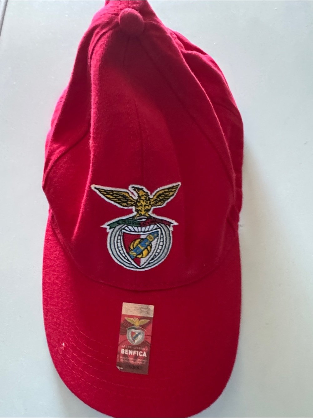 Red Baseball Cap with Embroidered Crest